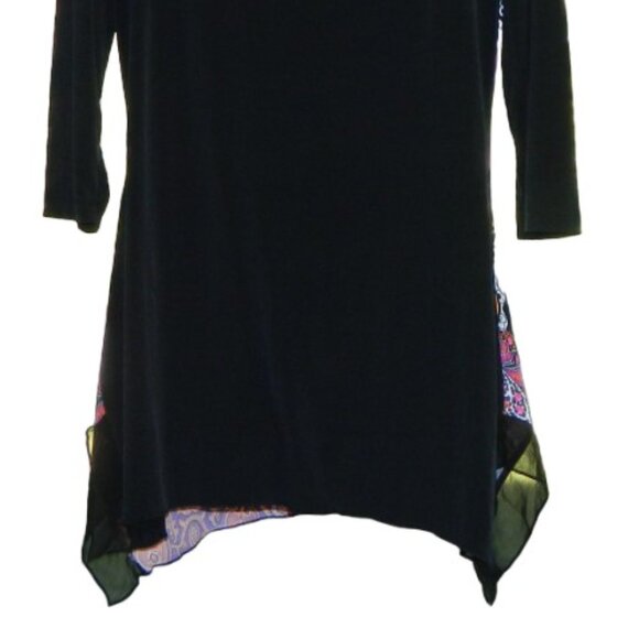 2 for/$25 Nygard Paisley Clown Face Shark bit Flutter Hem V Neck Tunic Size M - Picture 6 of 8